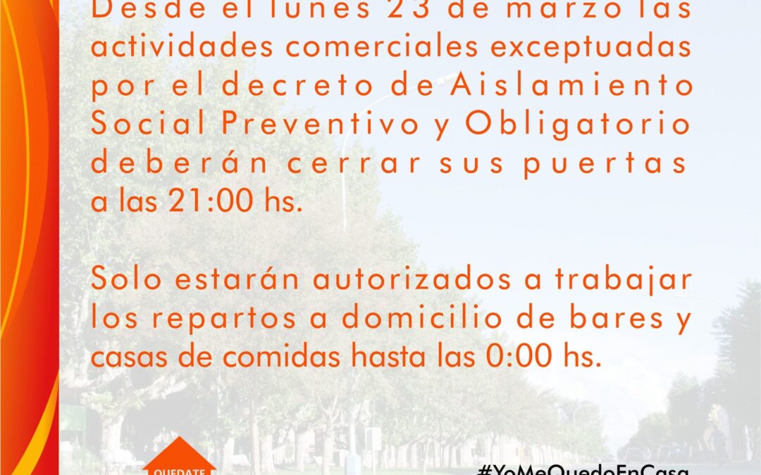 Horarios comerciales desde hoy 23 de marzo.